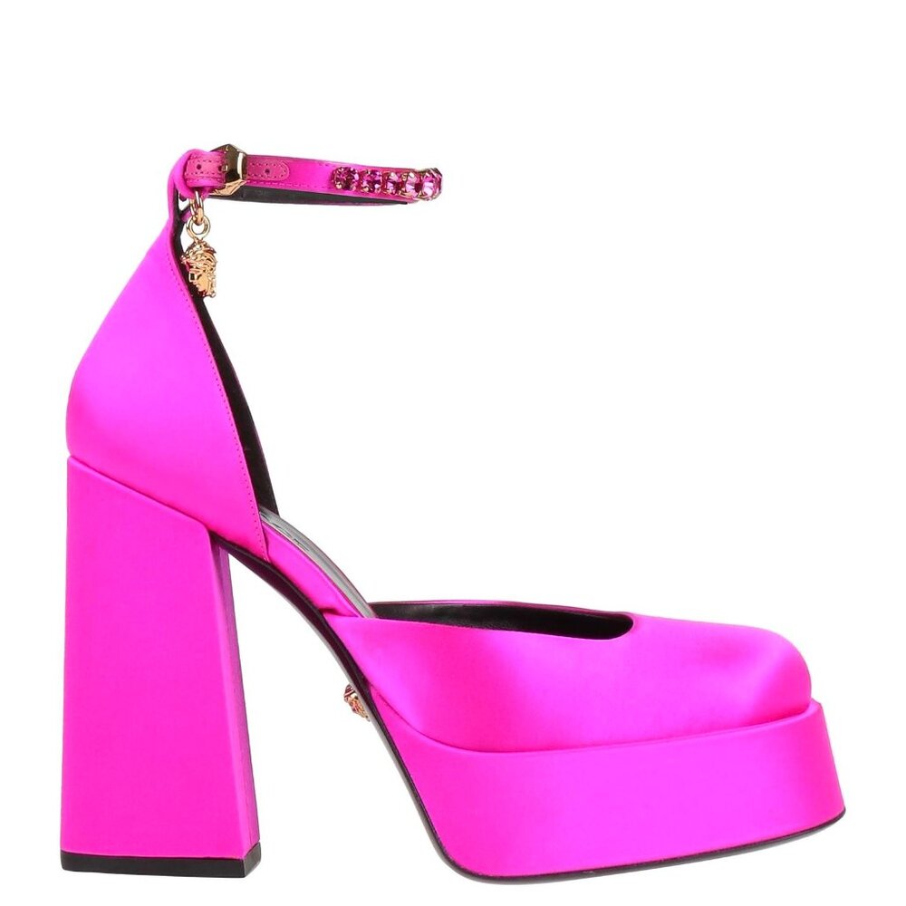 NEW Versace Medusa Aevitas pink satin platform pumps sz 7 $1,175 - Picture 4 of 16